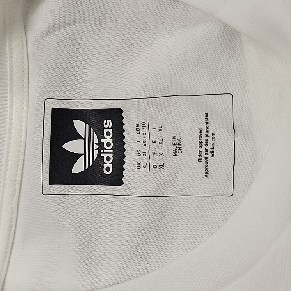 NWT Adidas 100% Cotton Black Beard Logo Tee T-Shirt, White, XL - Picture 3 of 8